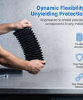 Person holding Black PVC Accordion Bellows Cover For CNC Milling Machines 4x4 Inch Built Tough Foldable Dustproof Flexible Guard