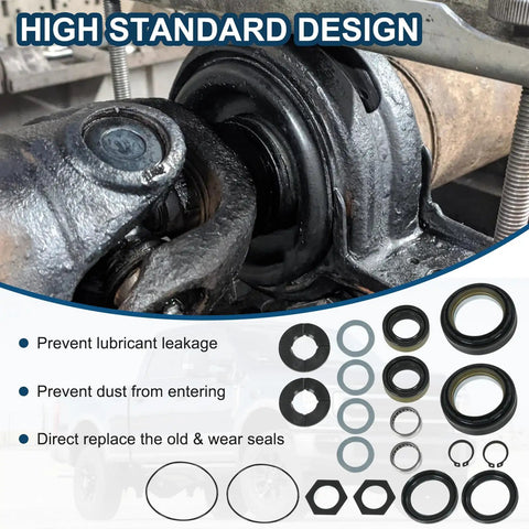 Ford Front Dana 50/60 Axle Seal Kit with outer dust seal, inner tube seal, for 1998-2004 Ford Super Duty trucks shown