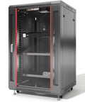 Front view of Wall Mount 18U Server Rack Cabinet With 19 Inch Network Enclosure 18 Inch Deep Data Rack With Fan PDU And Shelf