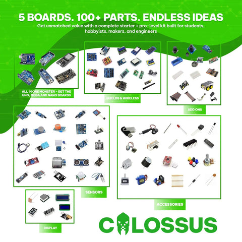 Ultimate Arduino Starter Kit With Five Main Boards And 100 Plus Parts For IoT And Smart Robot Projects, Includes Uno R3