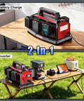 1200W Portable Inverter With 6A Fast Charger And Six USB Ports, Pure Sine Wave Power Hub For M18 Batteries on a table