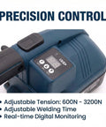 Heavy Duty Portable Electric Strapping Machine With Bright Digital Display And Dual 4000 mAh Batteries For Pet Pp Banding Tools showing precision control features.
