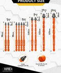 Four-blade serrated eccentric masonry drill bit set; BGTEC 10-piece orange carbide bits, sizes 3/16–1/2 in (5–16 mm).