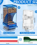 Straight-Up No-Mess Bird Feeder And Water Dispenser Set Featuring Automatic Drinking Bottles And Fresh Food Bowls In Bright Blue