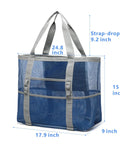 Big Mesh Beach Bag For Fam Trips Fits Four To Six Towels Water Bottles Sunscreen And Gear Nine Pockets For Anti Chaos Organization