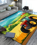 Cartoon Tractor Rug Non Slip Doormat For Living Room Bedroom Kitchen Classroom Office 5x7 Ft Kid Friendly Machine Washable Durable Carpet Mat With Farm Theme Playful Decor