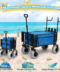 Heavy Duty Beach Fishing Cart For Sand With 9 Inch All Terrain Wheels Foldable Collapsible Wagon With Rod Holders And Side Pockets