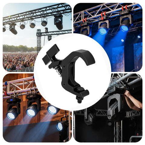 Image of Beefy Heavy Duty Stage Light Truss Clamp for Moving Head Fixtures in various stage setups, fits 40 to 60mm truss tubes, 132lb load capacity.