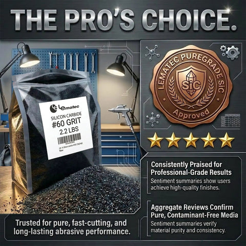 Bag of Silicon Carbide Sandblasting Media Pro Grade 60 Grit For Surface Prep, Rust Removal, Metal Polishing And Paint Stripping