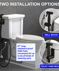 Matte Black Handheld Bidet Sprayer Kit For Toilet With Stainless Steel Sprayer Head, 47 Inch Hose, Brass 7/8 Inch T Valve, Holder, Two Installation Options