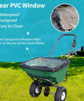 Beefy Hopper Cover For Fertilizer Spreader 420D Waterproof With Clear Window Fits P20-5010 on green spreader outdoors.