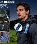 Rechargeable Pocket Flashlight With Dual Led And Cob, Uv Light, 600 Lumens, Magnetic Base, Clip, Slim Edc Flashlight for outdoor use.