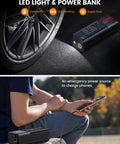 Portable Car Tire Inflator Air Compressor 150 PSI Cordless Quick Inflate With Gauge in use as power bank with LED light