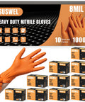 Super Heavy Duty Nitrile Work Gloves 8 Mil Thick Industrial Mechanics Disposable in orange for auto repair and maintenance tasks.