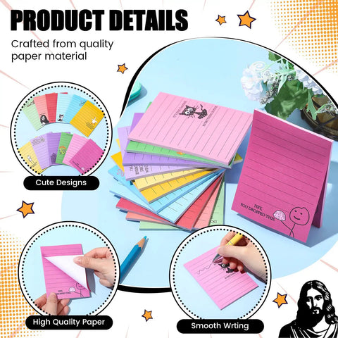 12 Pack Hilarious Funny Sticky Notes For Work 4x3 Inches Sarcastic Self Adhesive Notepads Quirky Multi Color Memo Pads Office Coworker Gift 
