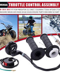 Universal Seven Eighth Inch Mini Bike Throttle Control Assembly Kit For Predator 212cc 196cc And GX160 GX200 Clones shown with bike images