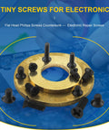 Laptop Screw Kit 450 Pcs M2 M2.5 M3 Countersunk Flat Head Phillips Mini Heavy Duty Screws displayed with golden washer