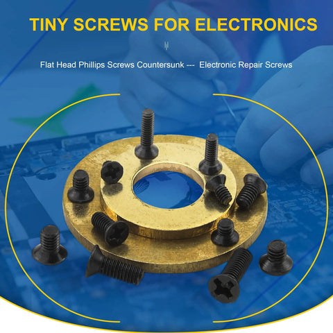 Laptop Screw Kit 450 Pcs M2 M2.5 M3 Countersunk Flat Head Phillips Mini Heavy Duty Screws displayed with golden washer