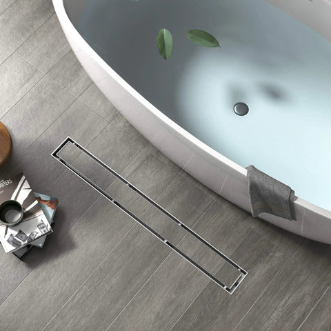 24 Inch Brushed Nickel Linear Shower Drain Built Tough From 304 Stainless Steel That Will Not Rust Up In Wet Bathrooms Features Tile Insert Grate