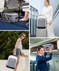 Collage of women using 40L Travel Backpack For Women With 3 Packing Cubes Waterproof Carry On Bag TSA Approved For Airplanes Fits 17 Inch Laptop