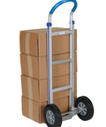 Beefy Aluminum Double Loop Handle Hand Truck For Heavy Loads, 18.5 In By 20 In By 49.25 In, 500 Lb Capacity, Pneumatic Tires, Silver
