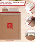 7x9 Inch Rigid Kraft Mailers Self Adhesive Flat Shipping Bags 200 Pack Bulk For Office Mailing Documents Photos Letters Durable Kraft Color Envelopes.