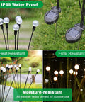 Solar Firefly Lights Outdoor Waterproof With Crystal Ball Swaying Design showcasing weather resistance and night glow.