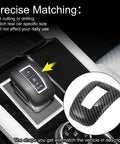 Mitsubishi Outlander Gear Shift Knob Button Cover Carbon Fiber Black For 2022 2023 2024 Models, installed view in car.