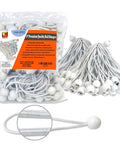 6 Inch Heavy Duty 5mm Ball Bungee Canopy Cords Set 100 Pieces White Durable Elastic Ties for Tents and Gazebos