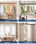 Adjustable Closet Rod Heavy Duty Tension Pole No Cutting Required 17 To 99 Inches 1.3 Inch Diameter, diverse room setups