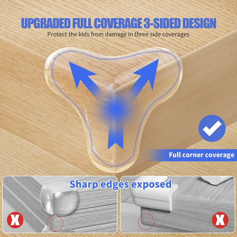 Clear Baby Proofing Corner Shields For Cozy Home Spaces Comes With Eight Rock Solid Transparent Table Edge Bumpers covering sharp corners.