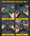 Hands using T1 Max Cordless Soldering Iron Kit With 7 Second Heat Up for circuit board, cable, resistor, and RC repair.
