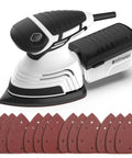 Electric Detail Sander With 12-Piece Sandpaper Set 60 80 100 120 Grit 14,000 OPM Handheld Woodworking Sander