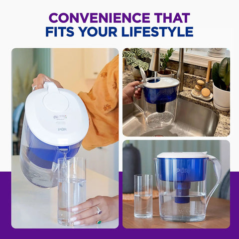 11 Cup Water Pitcher With Built In Filter For Clean Tasting Water, Dishwasher Safe, Go To Filtration in home settings