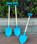 Kids Beach Shovel Set 3 Pack With Adjustable Lengths 19 To 31 Inches, Wood And Plastic Digging Shovels With D Handle, Sand Toys