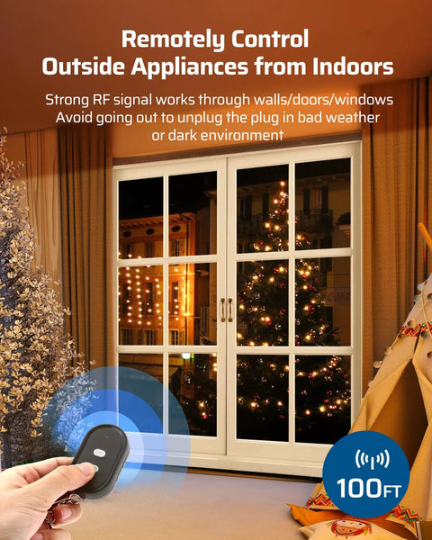 Remote controlling outdoor appliances with Rugged Built Tough Outdoor Wireless Remote Outlet Switch For Lights And Decor 15 Amp.