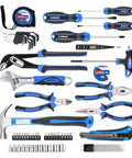 62 Piece Home Tool Set With Storage Toolbox Handy Diy Ready Kit For Home Garage Apartment And Dorm Includes Hammer Screwdrivers Pliers Tape Measure Hex Keys Sockets Bits And More For Quick Fixes And Everyday Projects