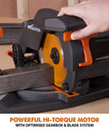 Using Compact 8-1/4 Inch Compound Miter Saw With 1200W Power, Multi Material Cutting Blade Included, Cuts Wood Metal Plastic