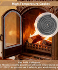 Komokeru wood stove door gasket rope seal, front view, grey fiberglass, 1 in x 86 in, heat resistant