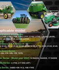 Image showing various John Deere tractors and lawn mowers with models compatible with Brake Pad Kit For L LA D And X Series Tractors And Lawn Mowers Compatible With Popular Models In L LA D X Series Replaces GX20515 GX20494 GY21390 GY20825.