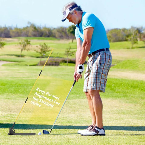 Golfer using Golf Alignment Sticks Set For Aiming, Putting, And Full Swing Training, Game Changer For Posture And Shoulder Alignment