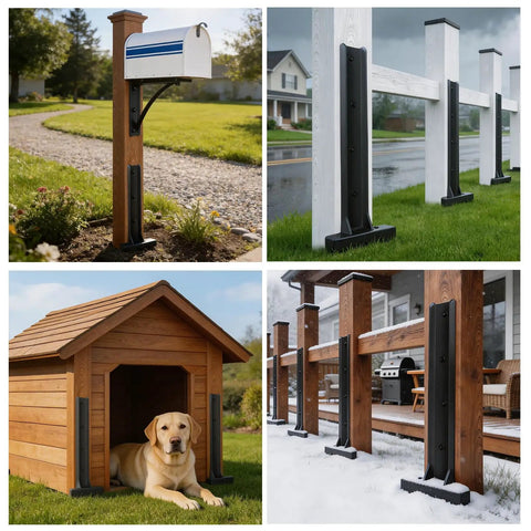 4 Pack Heavy Duty Fence Post Repair Kit With Wavy Design Steel Anchors Easy Install No Assembly Needed Weather Resistant