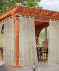 Outdoor Sheer Curtains For Patio Waterproof 4 Panels 54 By 84 Inches Light Filtering Voile Drapes for gazebo shown installed