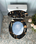 Vintage Resin Toilet Seat for Bathroom with mushroom design, top view showing installation on a toilet.