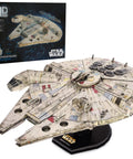 Millennium Falcon 3D Model Kit for Star Wars Fans and Collectors on display with packaging, desk decor, 223 pieces, ages 12+