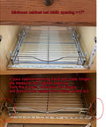 Top Notch Heavy Duty Pull Out Cabinet Organizer One Tier Smooth Glide Chrome Wire Drawer Shelf for Kitchen Pantry and Bathroom cabinet opening measurement.