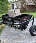Tow Behind 2-In-1 Lawn Aerator And Spreader With Weight Tray For Extra Penetration Drops Seed Fertilizer Or Lime While Aerating 40-Inch Wide Flat Black