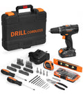Must Have Cordless Drill Set With 108 Piece Home Tool Kit, 20V Li-Ion Battery And Charger, LED Work Light, drill and tools
