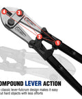 Beefy 30 Inch Bolt Cutter With Bi Material Handle And Soft Rubber Grip, Drop Forged Chrome Molybdenum Steel Blades close-up