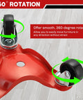 Close-up of 4 Pack Steel Tri-Dollies Set With 220 Lb Load Capacity, 3 Wheel Furniture Movers showing rotation ability